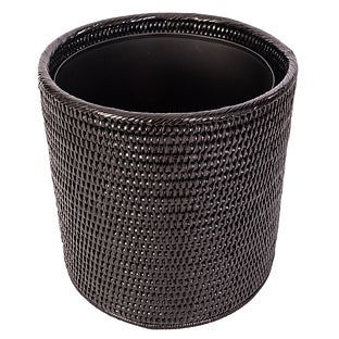Artifacts Trading Company Artifacts Rattan Round Waste Basket with Metal Liner - Honey brown